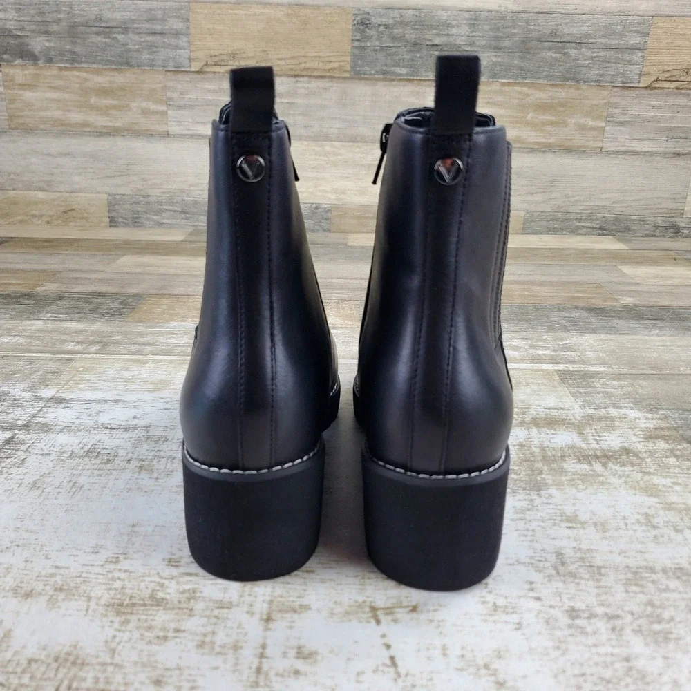 Vionic Aria Womens Wedge Ankle Booties Sz 9 M Black Leather Mid-Top Pull On